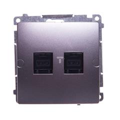 Simon Basic Gniazdo komputerowe podwójne 2xRJ45 kat.6 z przesłoną stal inox BM62.01/21 WMUK-0620xx-J011