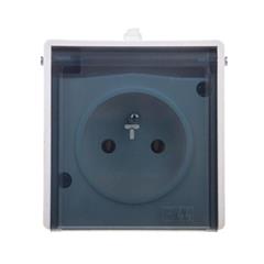 LAMBDA Gniazdo hermetyczne pojedyncze z/u 16A IP44 z klapką dymną białe GNH-1LZ/00/d