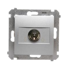 Simon 54 Łącznik żaluzjowy na kluczyk trzypozycyjny /I-0-II/ srebrny mat DPZK.01/43 WMDL-0K04Px-043
