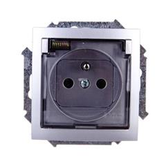 Simon 15 Gniazdo hermetyczne pojedyncze z/u 16A IP44 z klapką transaprentną aluminium metalizowane WS15-1591940B-026A