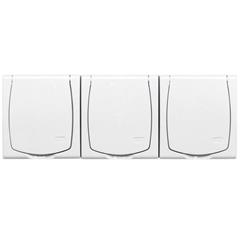 MADERA Gniazdo hermetyczne potrójne z/u 16A IP44 z klapką białe GNH-3NZ/00/w