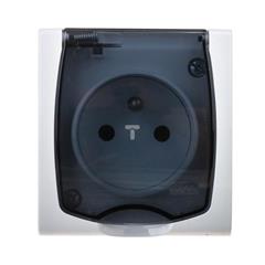 MADERA Gniazdo hermetyczne pojedyncze z/u 16A IP44 z klapką przezroczystą białe GNH-1NZ/00/d