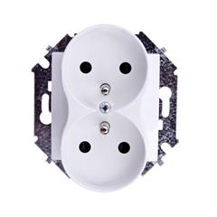 Simon 15 Gniazdo podwójne z/u 16A IP20 z przesłoną torów białe 1591461-030 WS15-1591461-030