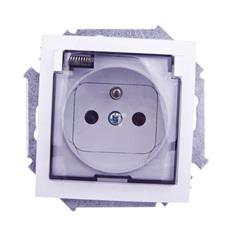 Simon 15 Gniazdo hermetyczne pojedyncze z/u 16A IP44 z klapką transparentną bez uszczelki białe 1591940B-030A WS15-1591940B-030A