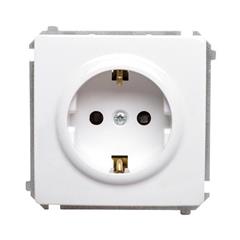 Simon Basic Gniazdo pojedyncze SCHUKO z/u 16A IP20 z przesłoną torów białe BMGSZ1z.01/11 WMUW-02111x-1011