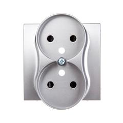 Simon Classic Pokrywa gniazda podwójnego z/u IP20 z przesłoną torów aluminium metalizowane MGZ2MzP/26 WMCW-P1M211-D013