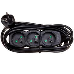 Przedłużacz 3m 3-gniazda z/u 10A czarny PC0313 1902230300