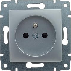 VENA Gniazdo pojedyncze z/u 16A z przesłoną torów aluminium 514034