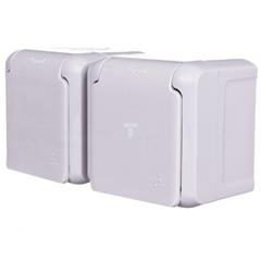 FORIX Gniazdo podwójne z/u 16A IP44 z przesłonami szare 782397