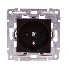 DANTE Gniazdo pojedyncze z/u 16A z przesłoną torów czarne 450934
