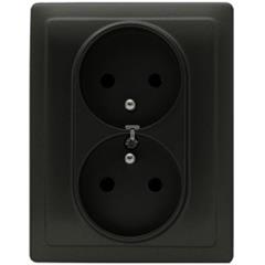 DANTE Gniazdo podwójne kompletne z/u 16A czarne 450936