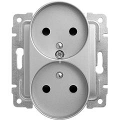 VENA Gniazdo podwójne z/u 16A z przesłoną torów aluminium 514047