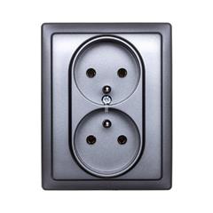 KOS66 Gniazdo podwójne kompletne z/u 16A grafitowe 666036
