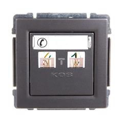 KOS66 Gniazdo telefoniczne podwójne 2xRJ11 z etykietą grafitowe 666064