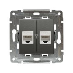 DANTE Gniazdo komputerowe podwójne 2xRJ45 kat.6 ekranowane grafitowe 456068