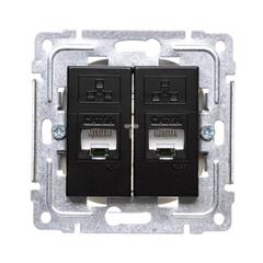 DANTE Gniazdo komputerowe podwójne 2xRJ45 kat.6 ekranowane czarne 450968