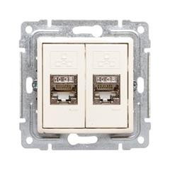 VENA Gniazdo komputerowe podwójne 2xRJ45 kat.6 ekranowane kremowe 510368