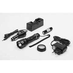 Latarka aluminiowa BLACK EYE 1xCREE LED 420lm Li-ion 3,7V 2,2Ah ładowalna focus filtr biały IP65 czarna L-MX532L-RC