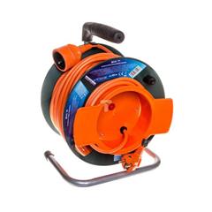 Przedłużacz 25m zwijany 1-gniazdo z/u pomarańczowy 3x1,5 z zabezpieczeniem termicznym 1908012501 P19125