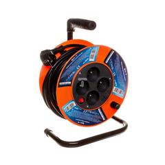 Przedłużacz 15m zwijany 4-gniazda z/u czarny 3x1 z zabezpieczeniem termicznym 1908141500 P194151