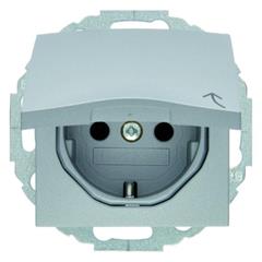 Berker B.1/B.3/B.7 Glas Gniazdo pojedyncze SCHUKO 16A 250V z pokrywą i ochrona styków aluminium 47441404
