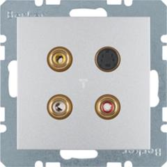 Berker B.1/B.3/B.7 Glas Gniazdo 3xCinch S-Video aluminium 3315321404