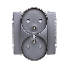 KOS66 Gniazdo podwójne z/u 16A IP40 z przesłoną torów grafitowe 666047