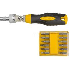 Końcówki wkrętakowe uchwyt z grzechotką blokadą i uchylną o 90stopni główką (zestaw 13 szt.) 39D525