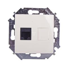 Simon 15 Gniazdo komputerowe pojedyncze RJ45 kat.5e beżowe 1591551-031 WS15-1591551-031