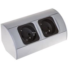 Gniazdo meblowe podwójne z/u 16A IP20 aluminium/ tworzywo OR-AE-1303
