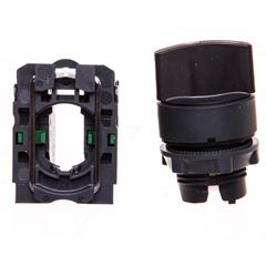 Przełącznik 3 położeniowy pokretło 22mm czarny 2Z z samopowrotem XB5AD53